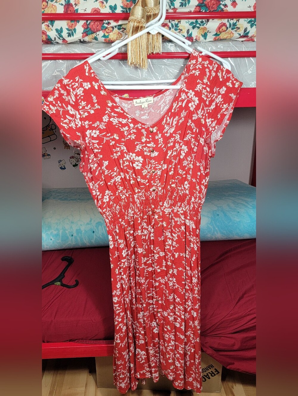 Indigo Rose Red Floral Maxi Dress Size Large